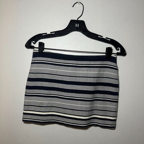 Zara Trafaluc Navy & White Striped Knit Mini Skirt – Size S - Picture 7 of 9